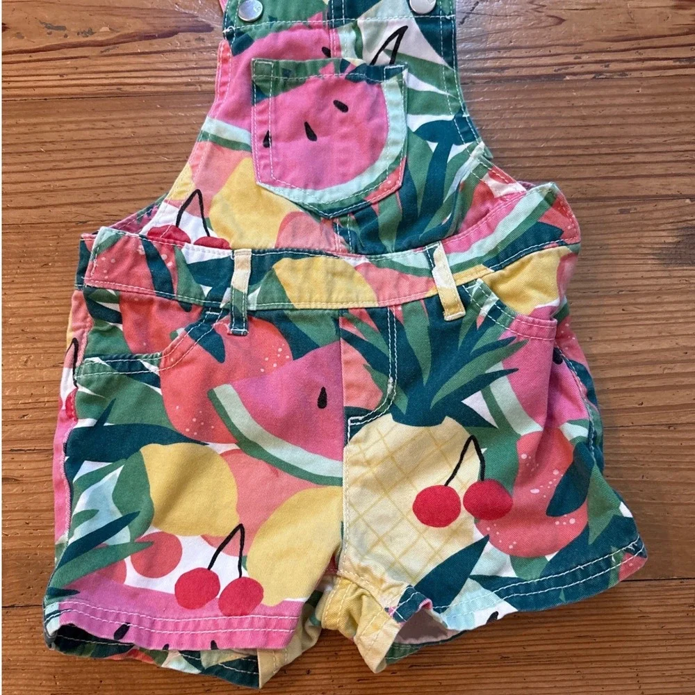 The Children's Place Shortalls Kids Multi Color Fruit Print Summer‎ SIZE 2T